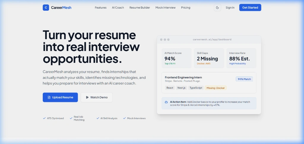 CareerMesh AI Career Platform Interface
